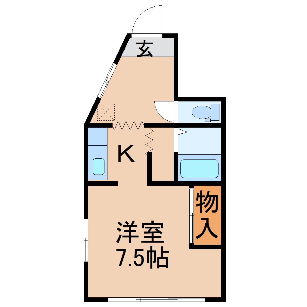 八木山アベニュー(1K/1階)の間取り写真