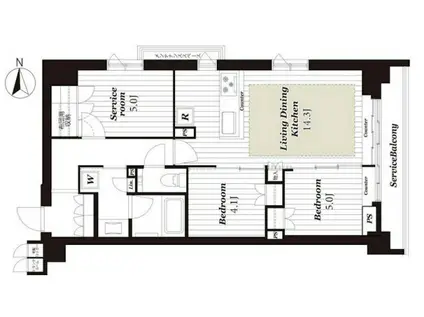 イニシア京都御所南(3LDK/3階)の間取り写真