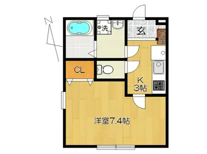 アプリーレ馬橋(1K/1階)の間取り写真