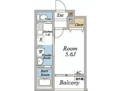 カサデルソルVI(1K/2階)の間取り写真