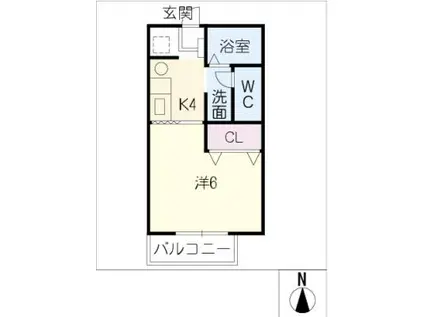 サンビレッジ大垣 E(1K/1階)の間取り写真