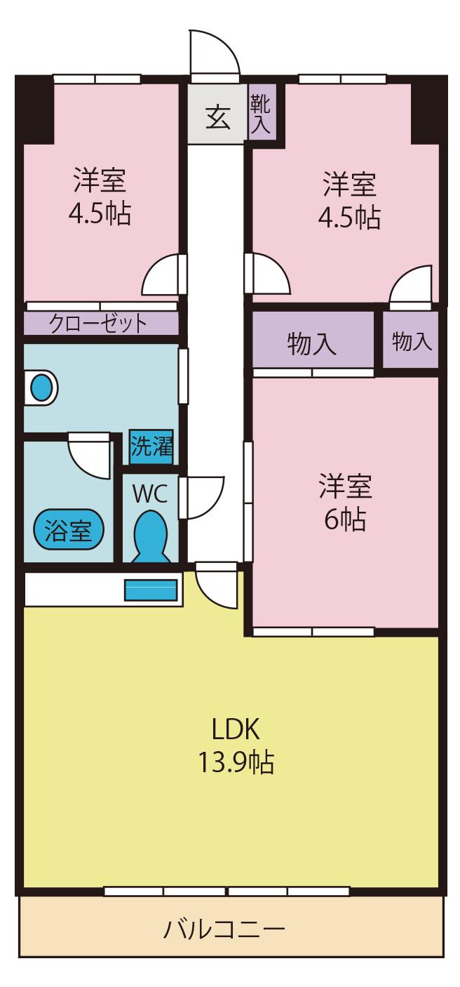 マルシオンマルジュ(3LDK/1階)の間取り写真