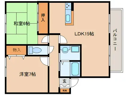 ハイツミレニアムD棟(2LDK/2階)の間取り写真