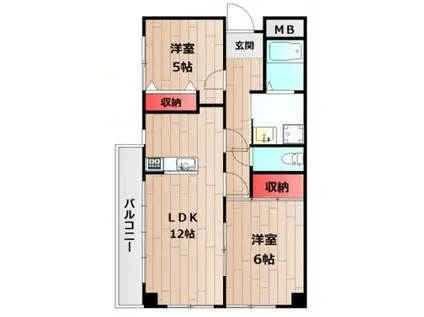 ラメール松江(2LDK/3階)の間取り写真