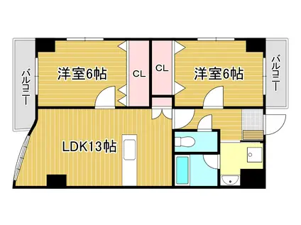 カーサベルテまつくま(2LDK/7階)の間取り写真