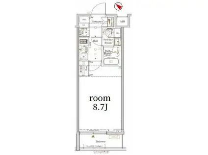 THE LOG日本橋(1K/7階)の間取り写真