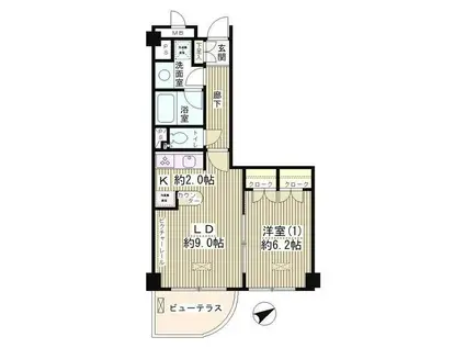 ラピュタ(1LDK/11階)の間取り写真