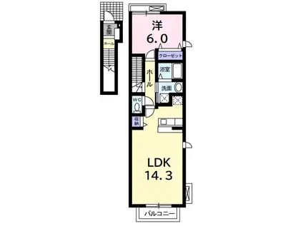エスカレントIII(1LDK/2階)の間取り写真