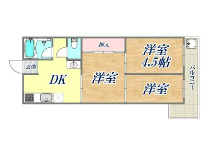 グラディート神戸Ⅱ(3DK/3階)の間取り写真