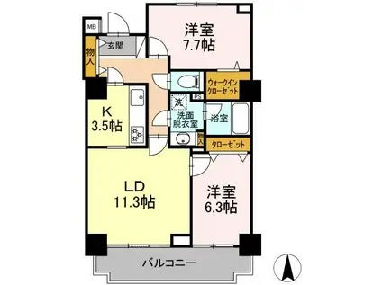 アコール北千住(2LDK/13階)の間取り写真