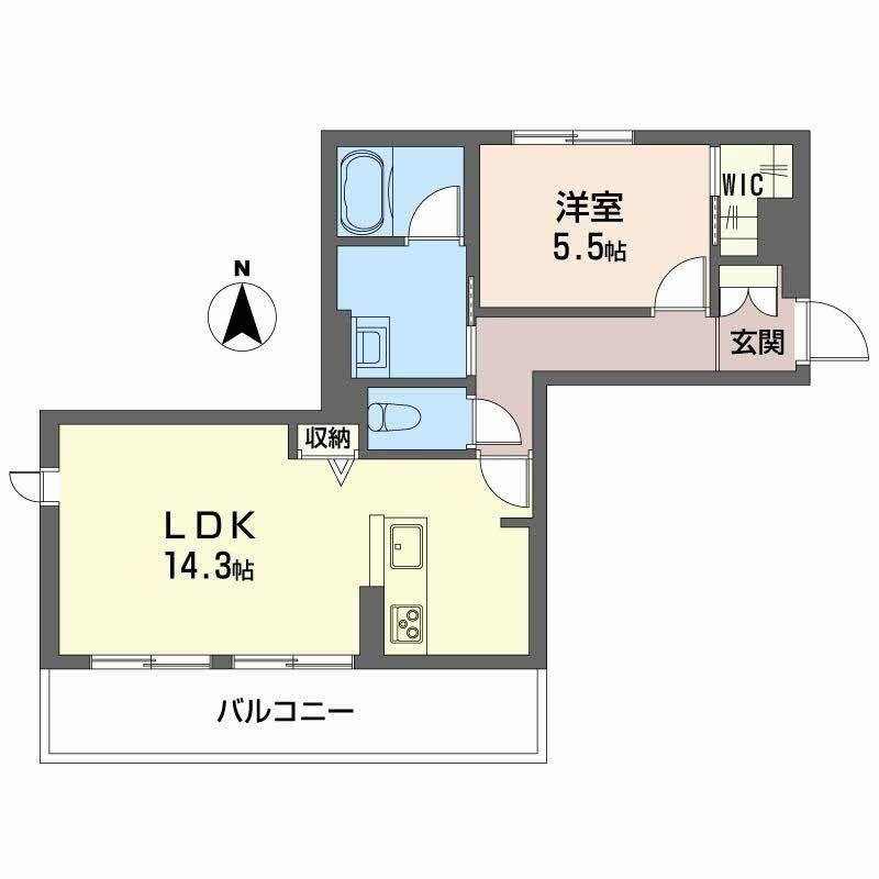 TERRACE米ケ袋(1LDK/4階)の間取り写真