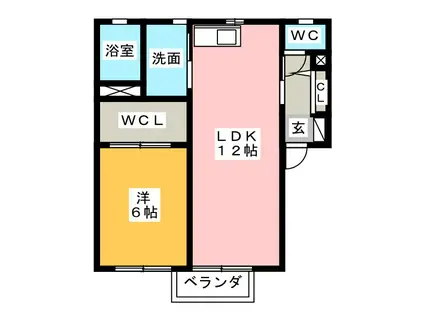 ウッドベルイーグル B(1LDK/2階)の間取り写真