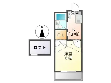 近鉄名古屋線 近鉄四日市駅 徒歩9分 2階建 築37年(1K/1階)の間取り写真