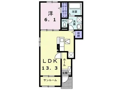フランメゾン18(1LDK/1階)の間取り写真