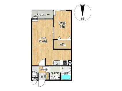 グランドブルー松瀬(1LDK/1階)の間取り写真