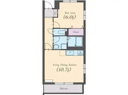 サングレースI(1LDK/2階)の間取り写真