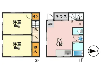 大栄ハイツ(2DK/1階)の間取り写真