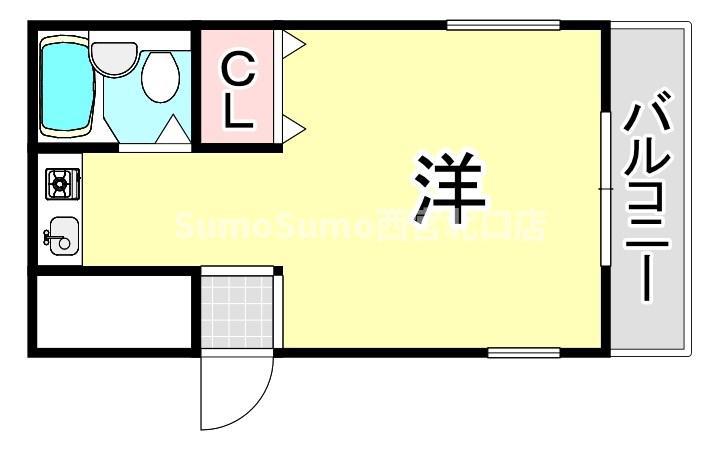 メゾンモナムール(ワンルーム/2階)の間取り写真
