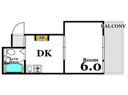ESPERANZA竹屋町(1DK/2階)の間取り写真