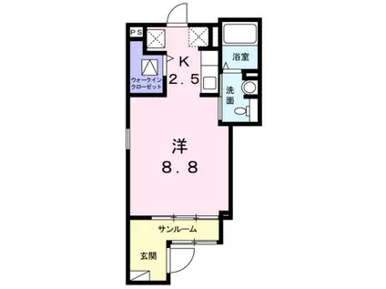 カンフリエII(ワンルーム/1階)の間取り写真