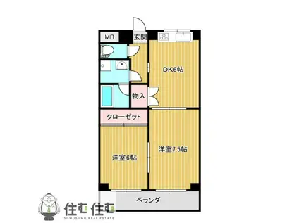 アンシャンテ(2DK/6階)の間取り写真