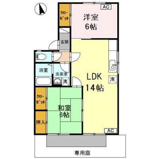 フィアホイザーエルスト(2LDK/1階)の間取り写真