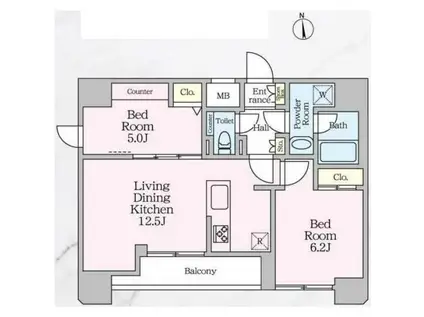 クラリティア文京湯島(2LDK/10階)の間取り写真