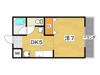 ベルフォーレ(1DK/2階)の間取り写真