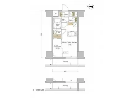 アーバネックス森下ウエスト(1LDK/4階)の間取り写真