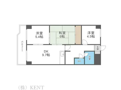 マンションブリッジ(3LDK/3階)の間取り写真