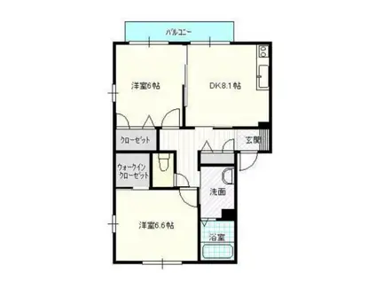 サン・クレバリーF棟 101(2DK/1階)の間取り写真