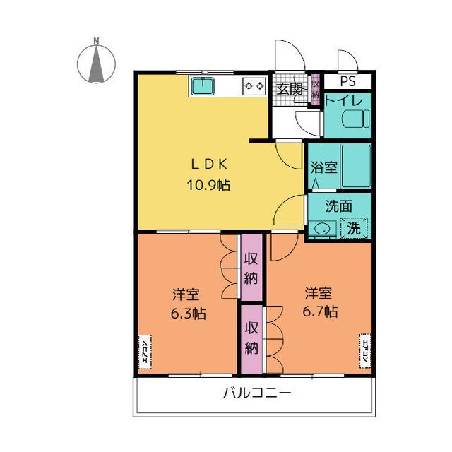 エクセレンスハイム王今(2LDK/1階)の間取り写真