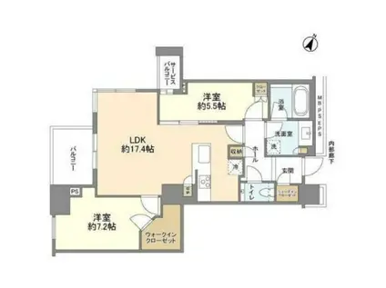 ブランズタワー文京小日向(2LDK/7階)の間取り写真