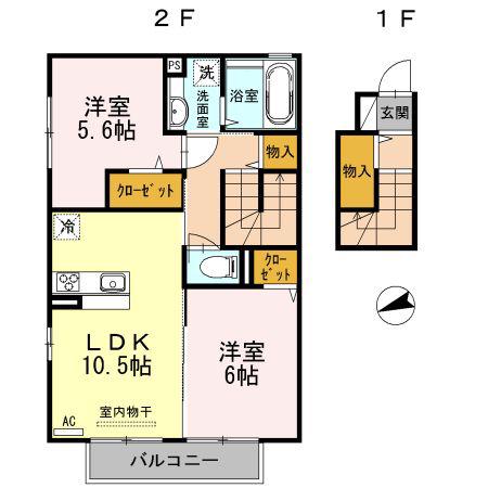 ロゼ・フェアリー(2LDK/2階)の間取り写真