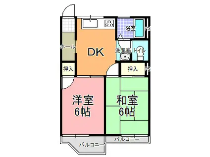 如月ハイツ(2DK/2階)の間取り写真