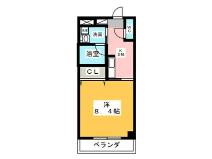 テックメイト千手堂(1K/2階)の間取り写真