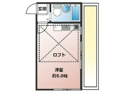 ライフピア・シモン(ワンルーム/2階)の間取り写真