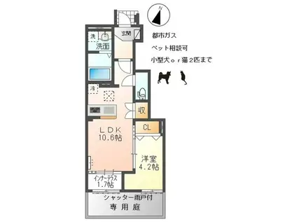 ノヴァ・コーポS(1LDK/1階)の間取り写真