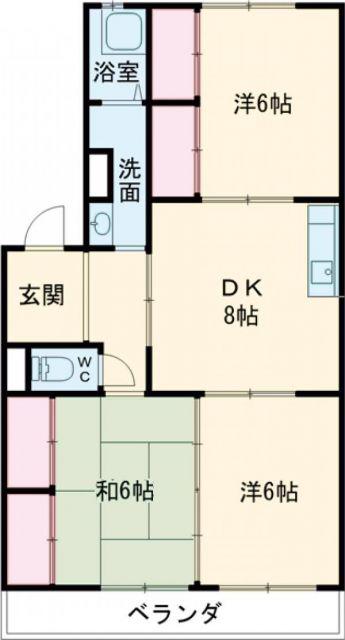 クリーンシティー(3DK/1階)の間取り写真