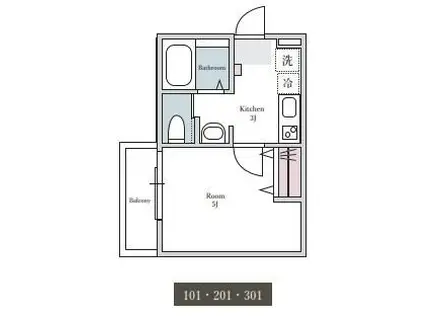 OP-TION GION(1K/2階)の間取り写真