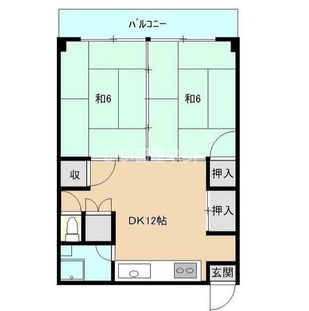 ドルフィン屋島(2LDK/3階)の間取り写真