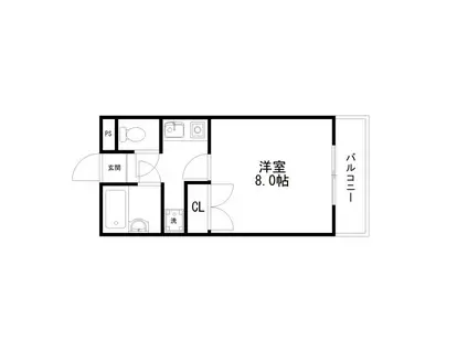カサミア(1K/4階)の間取り写真