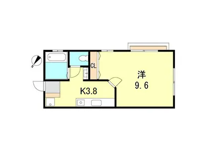 ハイツ神田の森(1DK/2階)の間取り写真