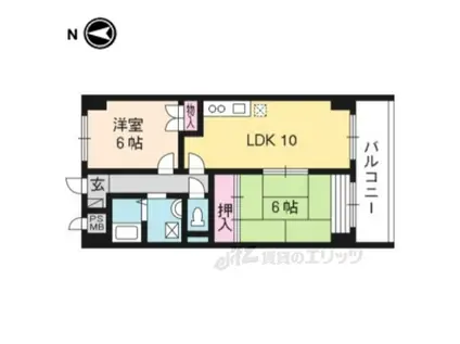 インペリアル明日香(2LDK/6階)の間取り写真