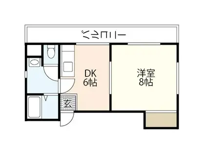 ハイムフェリス(1DK/4階)の間取り写真