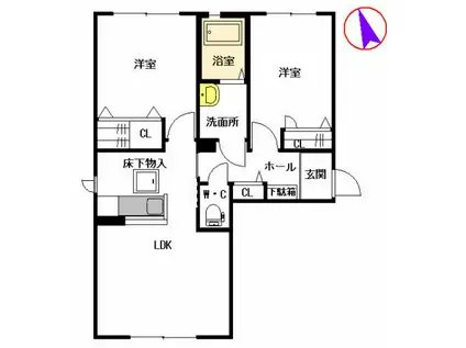 シャーメゾンアムール B棟(2LDK/1階)の間取り写真