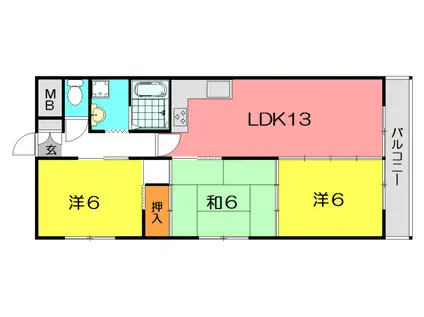 カサベルデイケダIII(3LDK/8階)の間取り写真