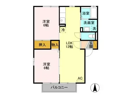 D-ROOM コーポ・サファイヤ I103(2LDK/1階)の間取り写真