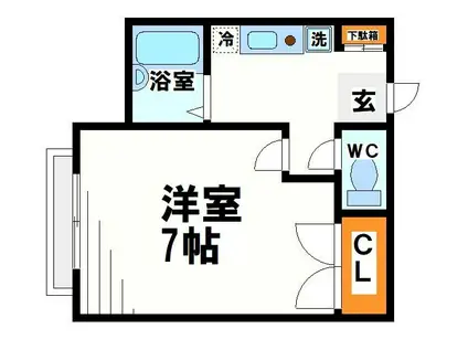 シャンブルC(1K/1階)の間取り写真