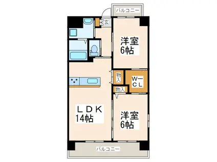 エムビレッジIII(2LDK/4階)の間取り写真